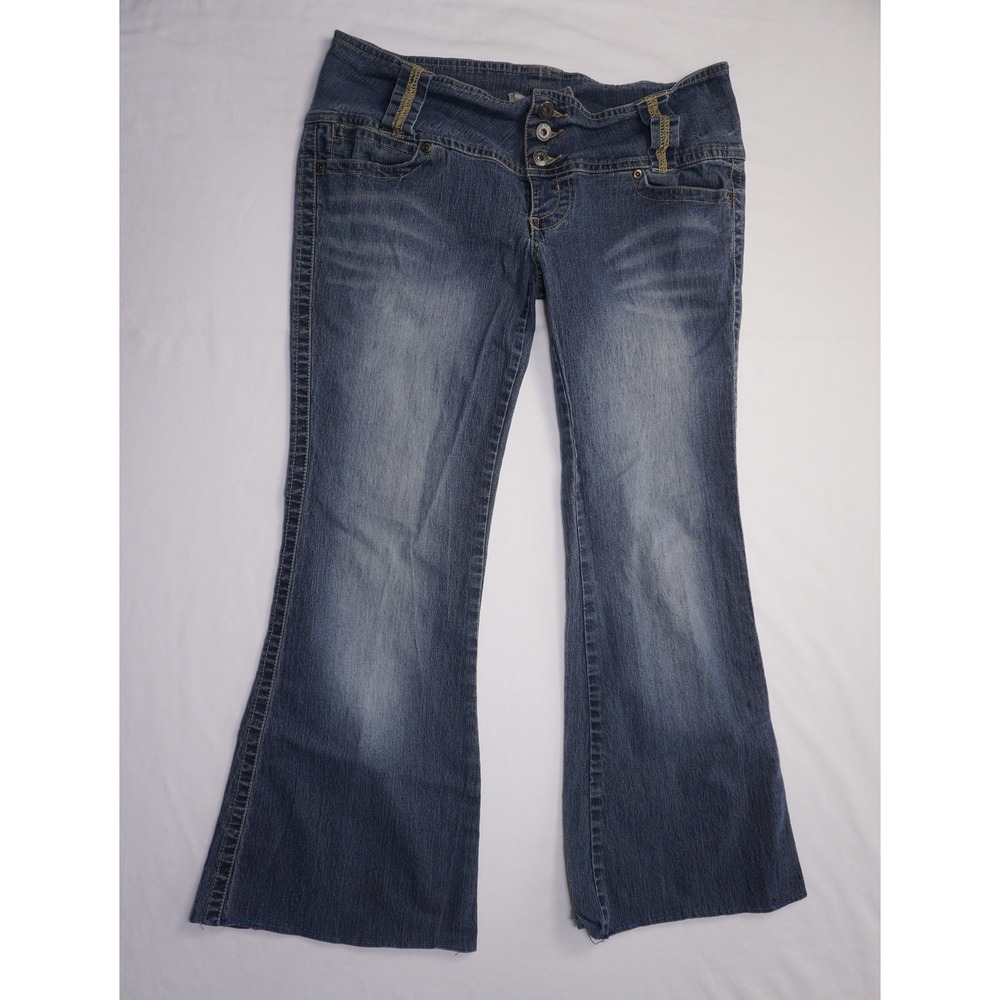 YMI Size 11 Blue Denim Flare Jeans Triple Button Waist